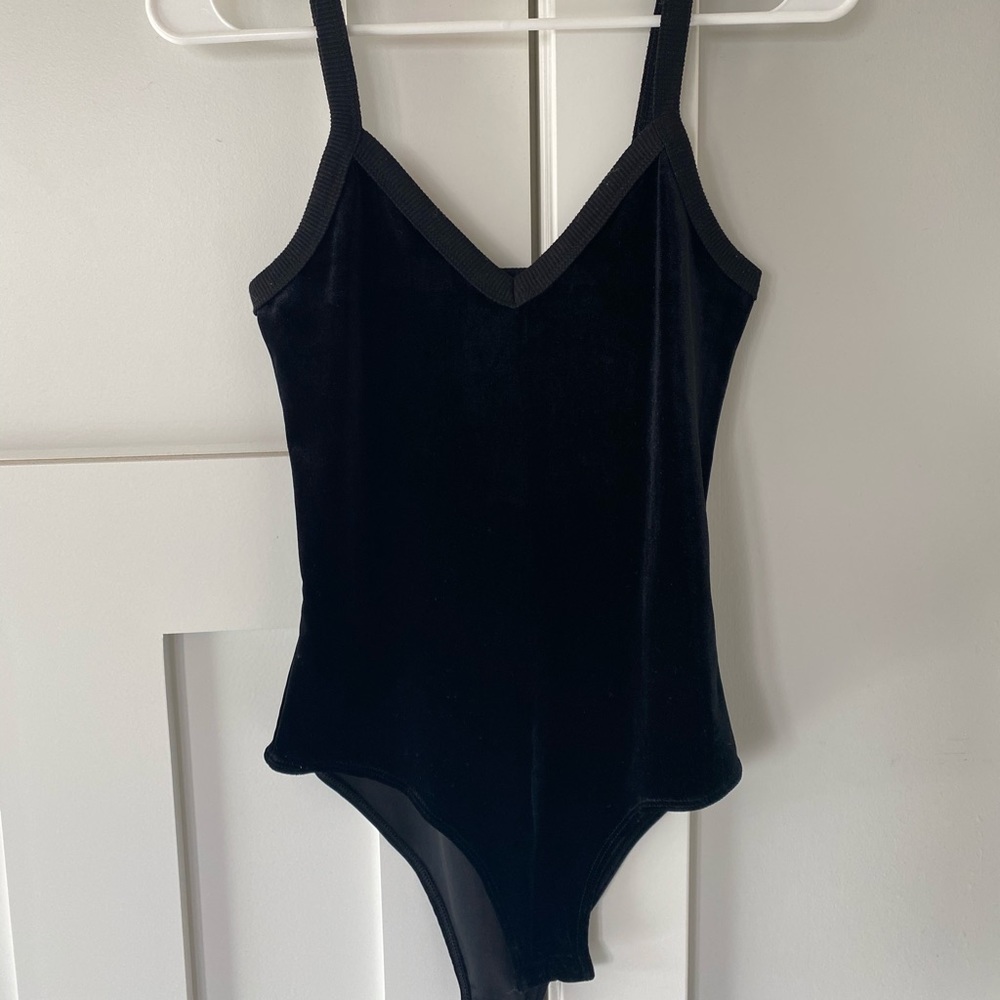 Black suede bodysuit